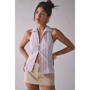 NWT Urban Outfitters Party Girl Button Sleeveless Shirt – Pink, Small